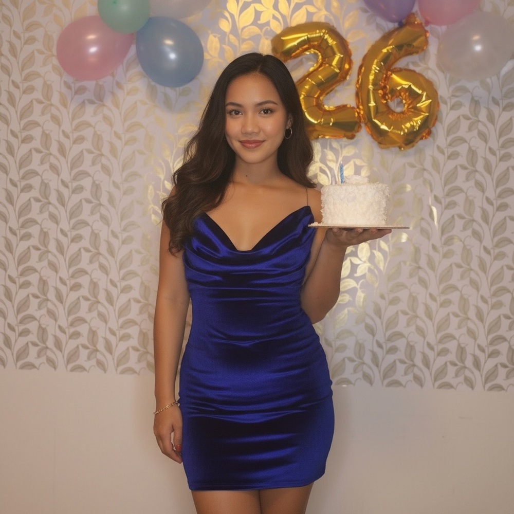 Elegant Blue Velvet Dress